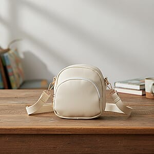 Passage Light Cream Faux Leather Mini Crossbody Bag