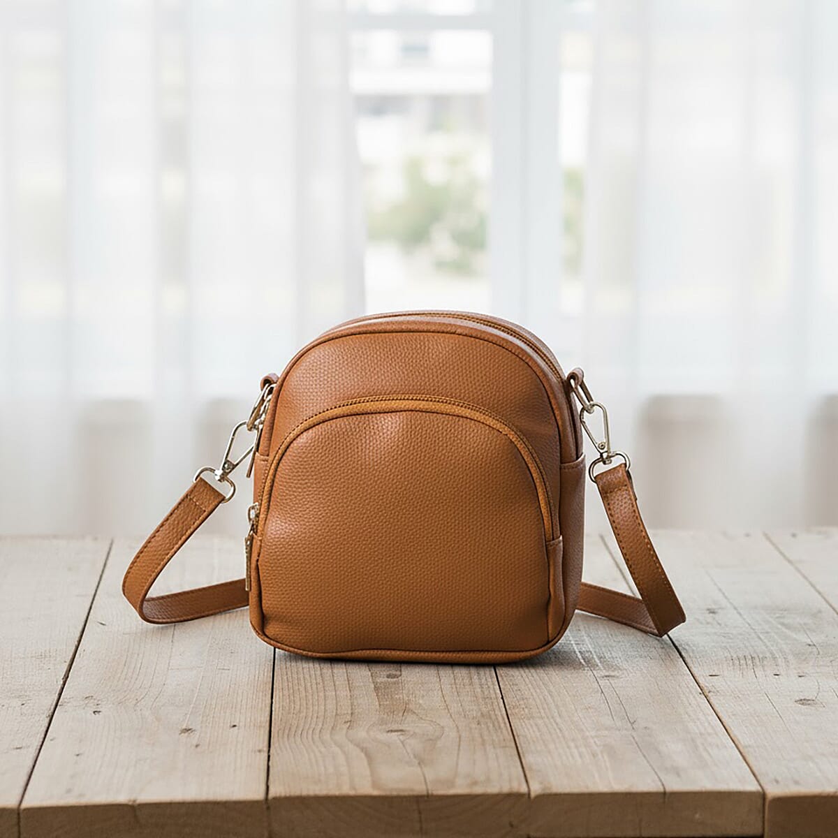 Passage Brown Faux Leather Mini Crossbody Bag image number 1