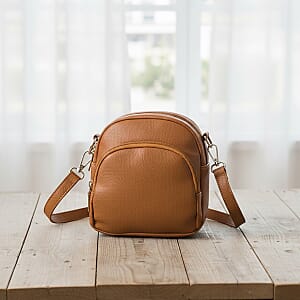 Passage Brown Faux Leather Mini Crossbody Bag