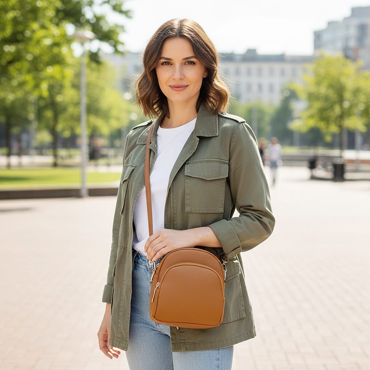 Passage Brown Faux Leather Mini Crossbody Bag image number 2