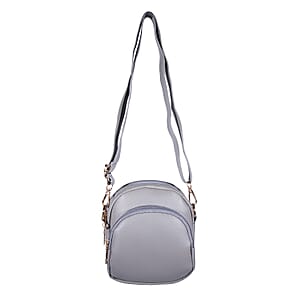 Passage Gray Faux Leather Mini Crossbody Bag