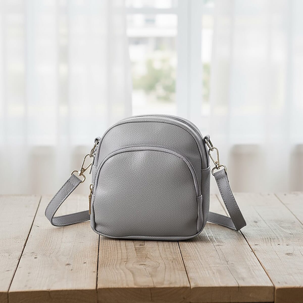 Passage Gray Faux Leather Mini Crossbody Bag image number 1