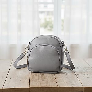Passage Gray Faux Leather Mini Crossbody Bag