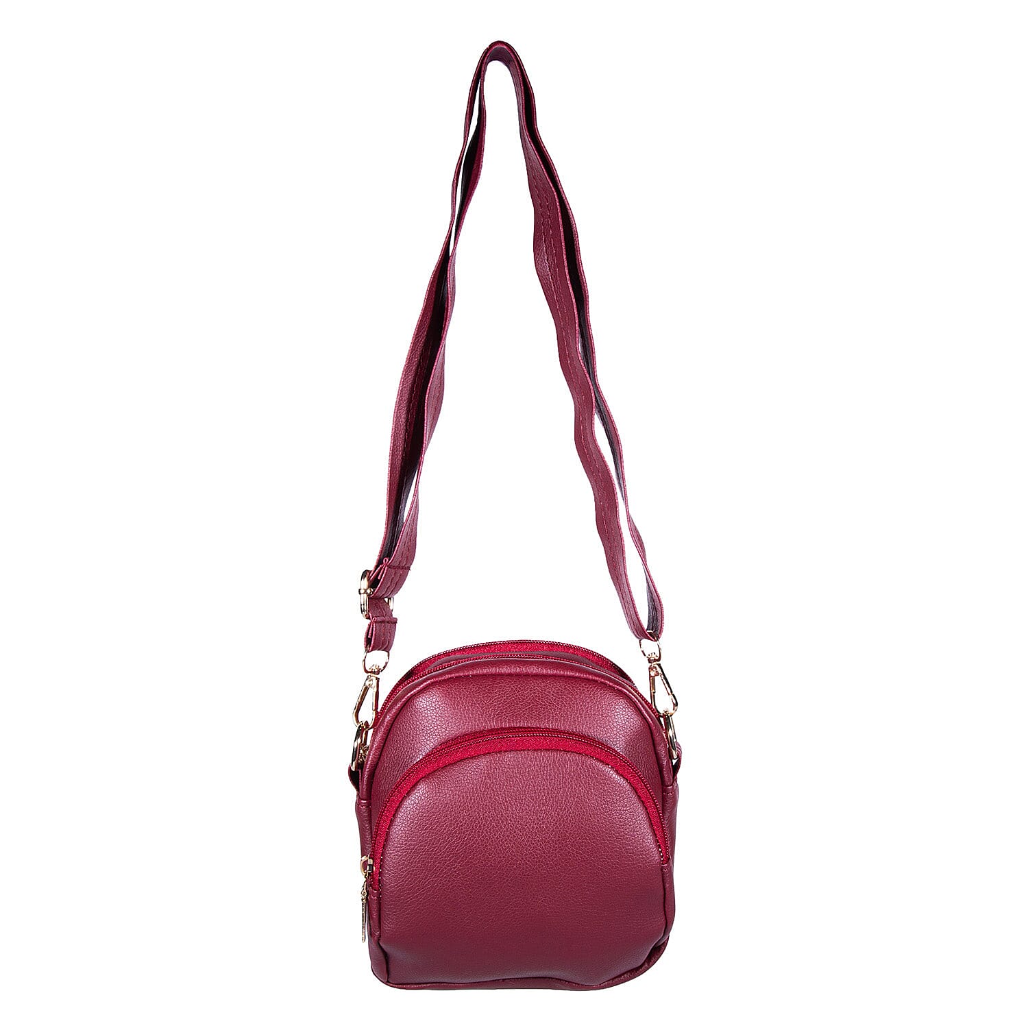 Passage Red Faux Leather Mini Crossbody Bag