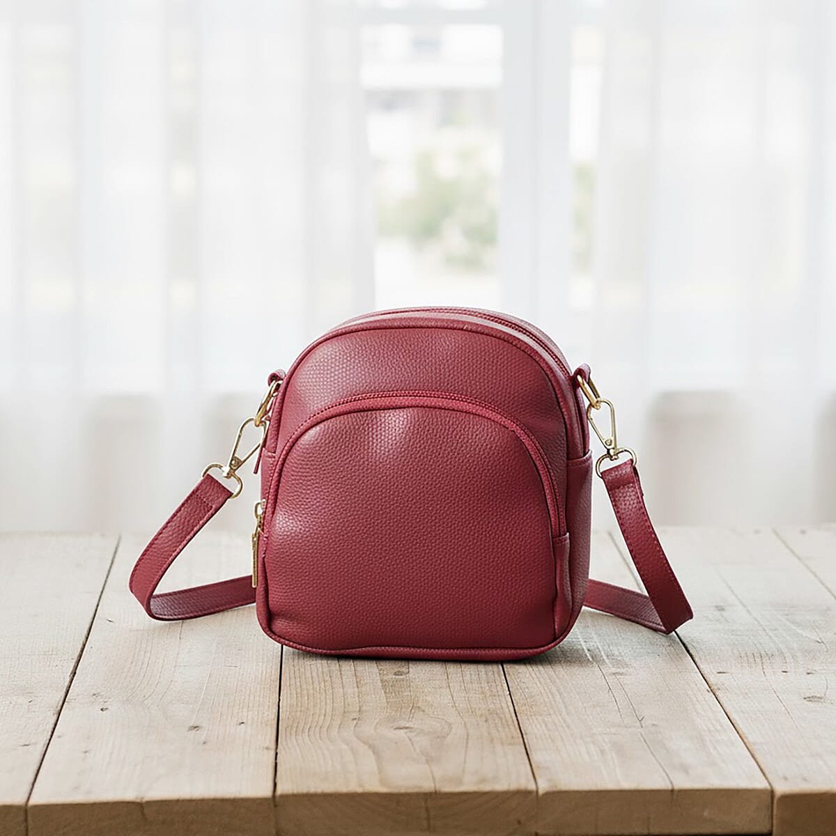 Passage Red Faux Leather Mini Crossbody Bag image number 1