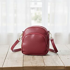 Passage Red Faux Leather Mini Crossbody Bag