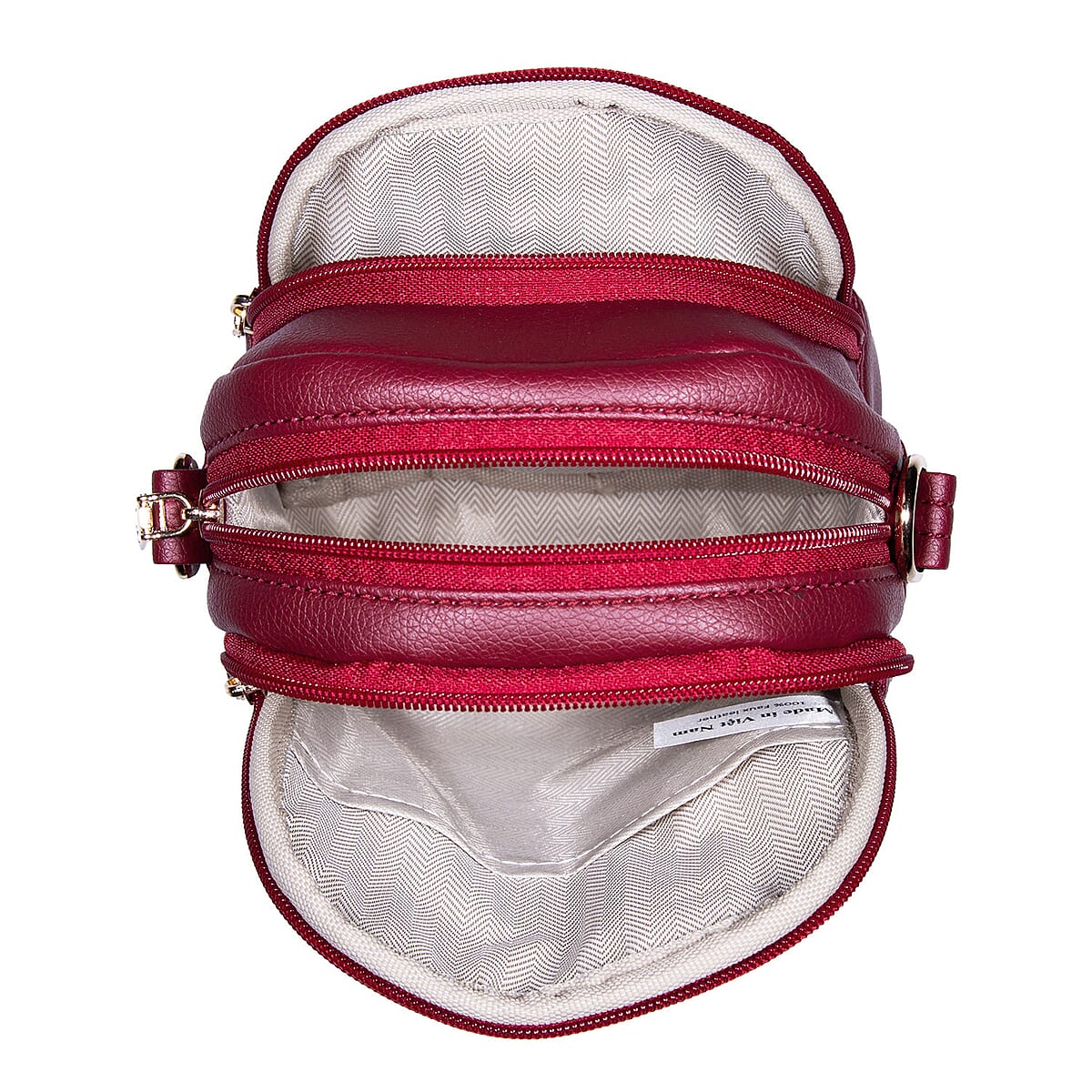 Passage Red Faux Leather Mini Crossbody Bag image number 4