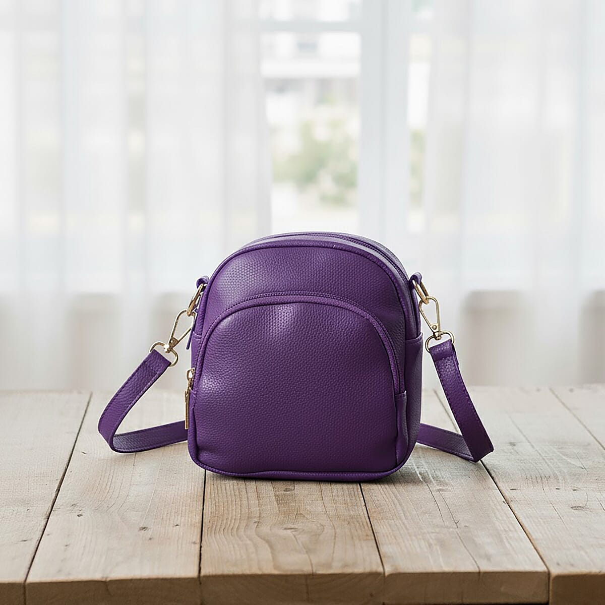 Passage Dark Purple Faux Leather Mini Crossboday Bag