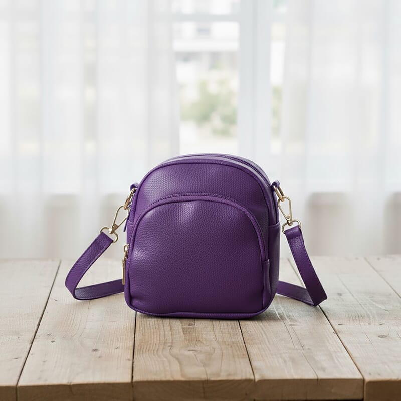 Passage Dark Purple Faux Leather Mini Crossboday Bag
