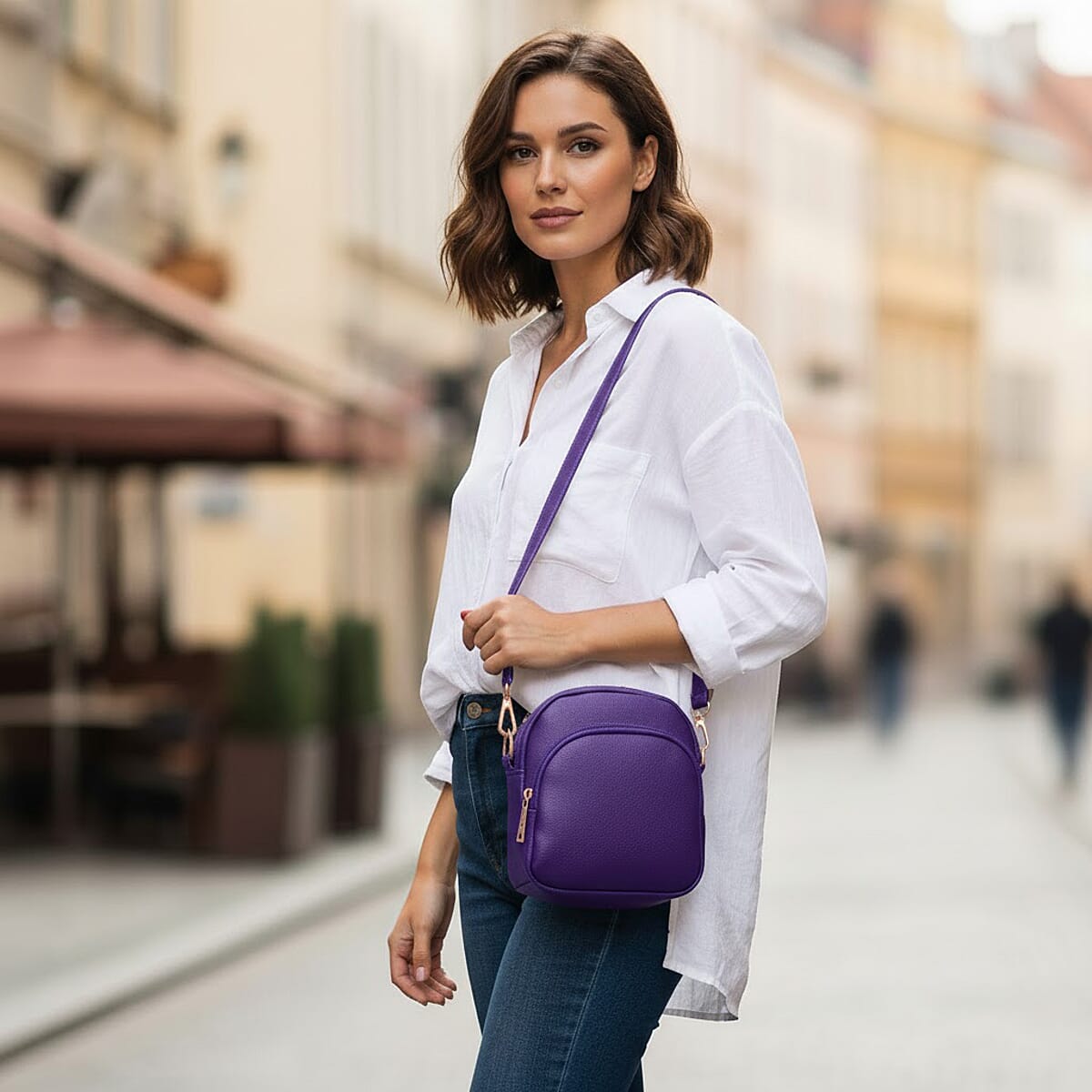Passage Dark Purple Faux Leather Mini Crossboday Bag image number 2