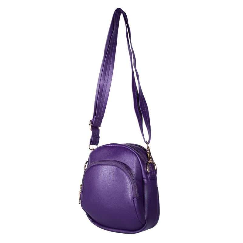 Passage Dark Purple Faux Leather Mini Crossboday Bag