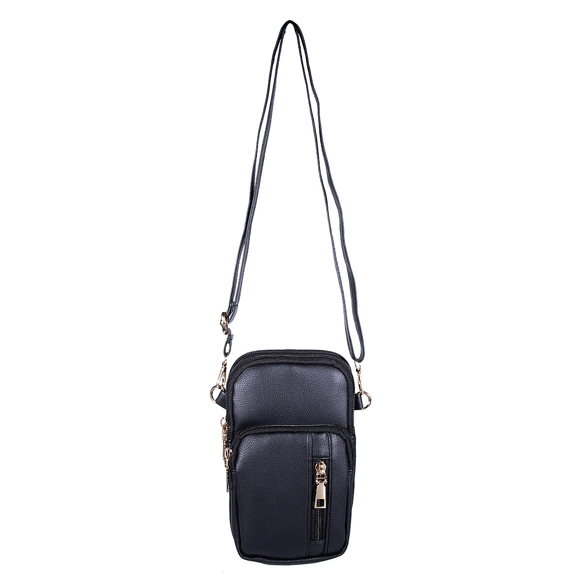 Passage Black Faux Leather Mini Sling Bag image number 0