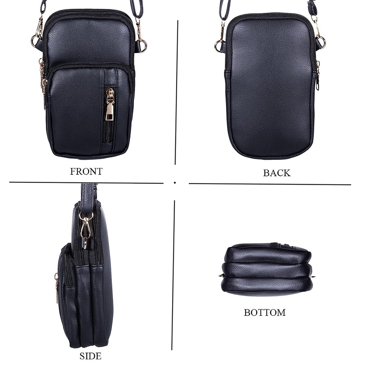 Passage Black Faux Leather Mini Sling Bag image number 3