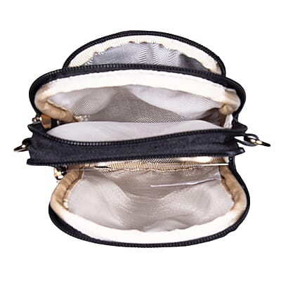 Passage Black Faux Leather Mini Sling Bag