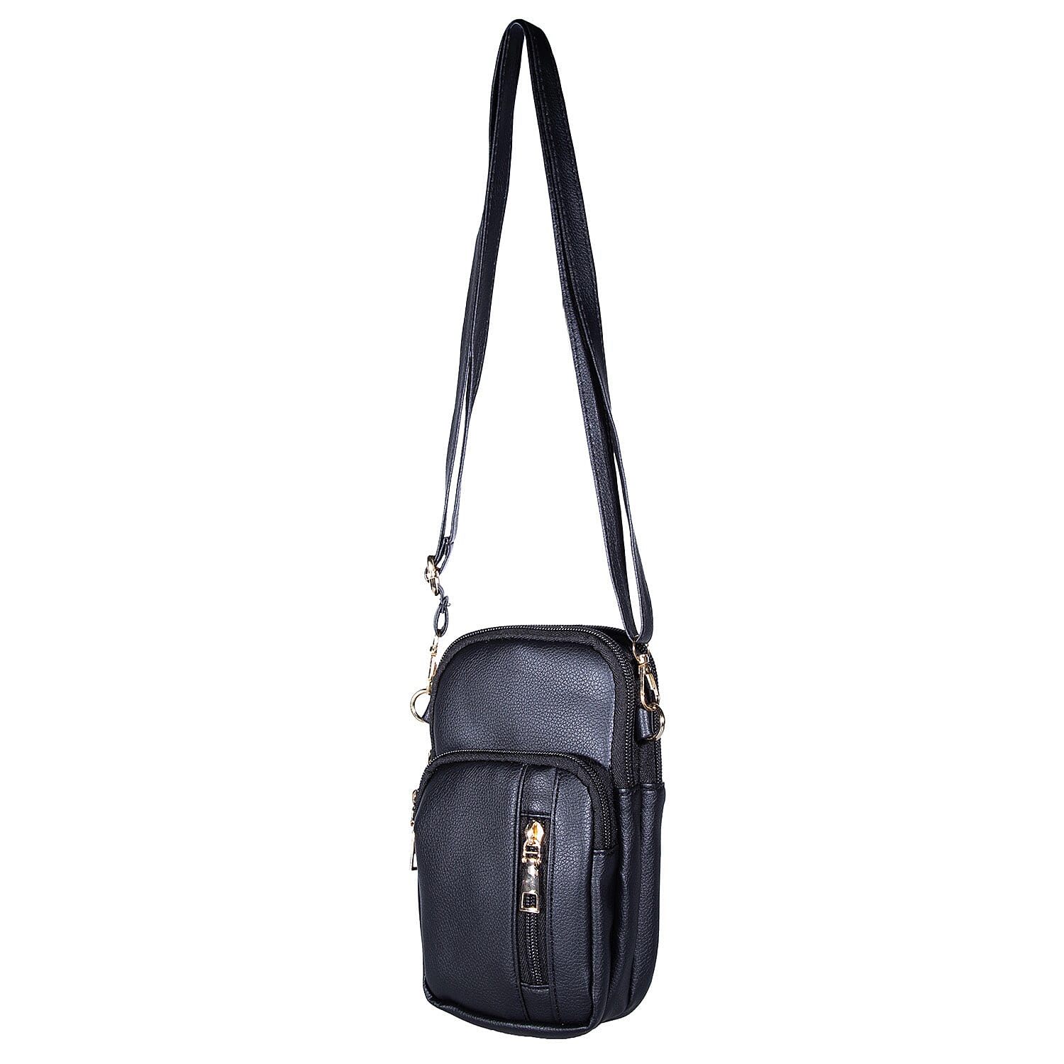 Passage Black Faux Leather Mini Sling Bag