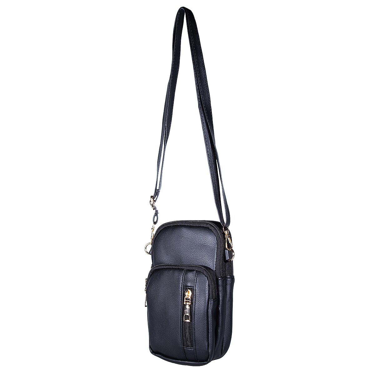 Passage Black Faux Leather Mini Sling Bag image number 5
