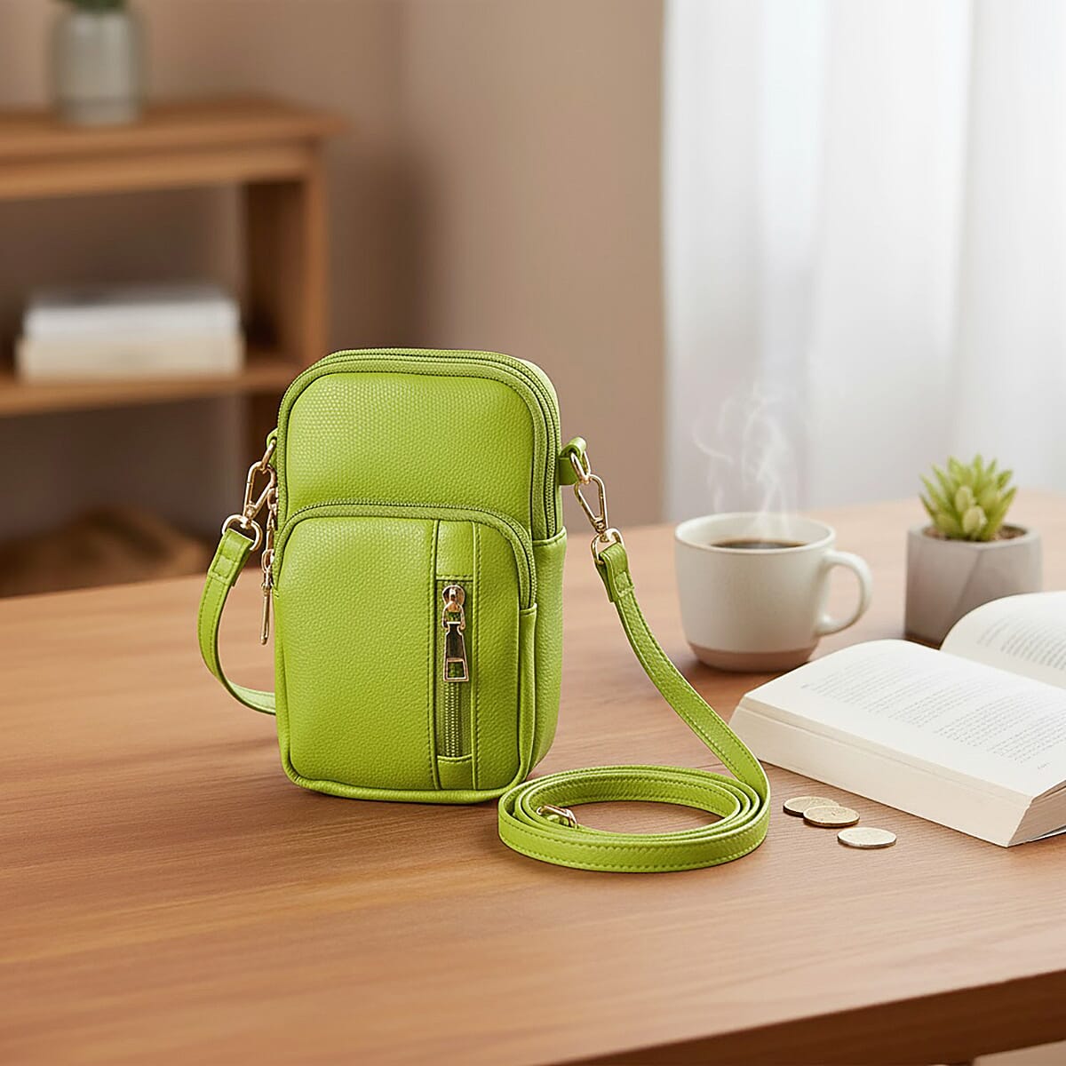 Passage Green Faux Leather Mini Sling Bag image number 1