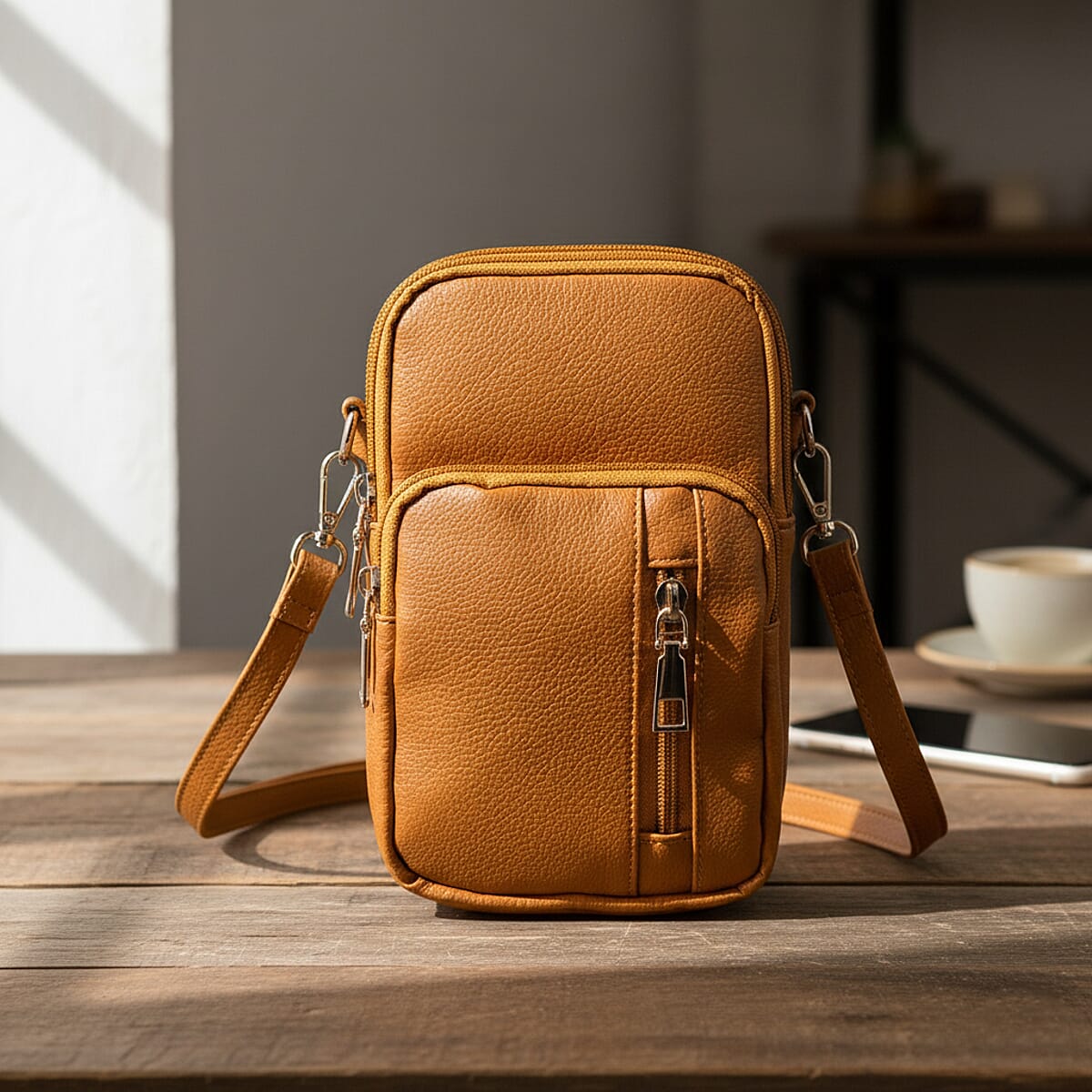 Passage Brown Faux Leather Mini Sling Bag image number 1