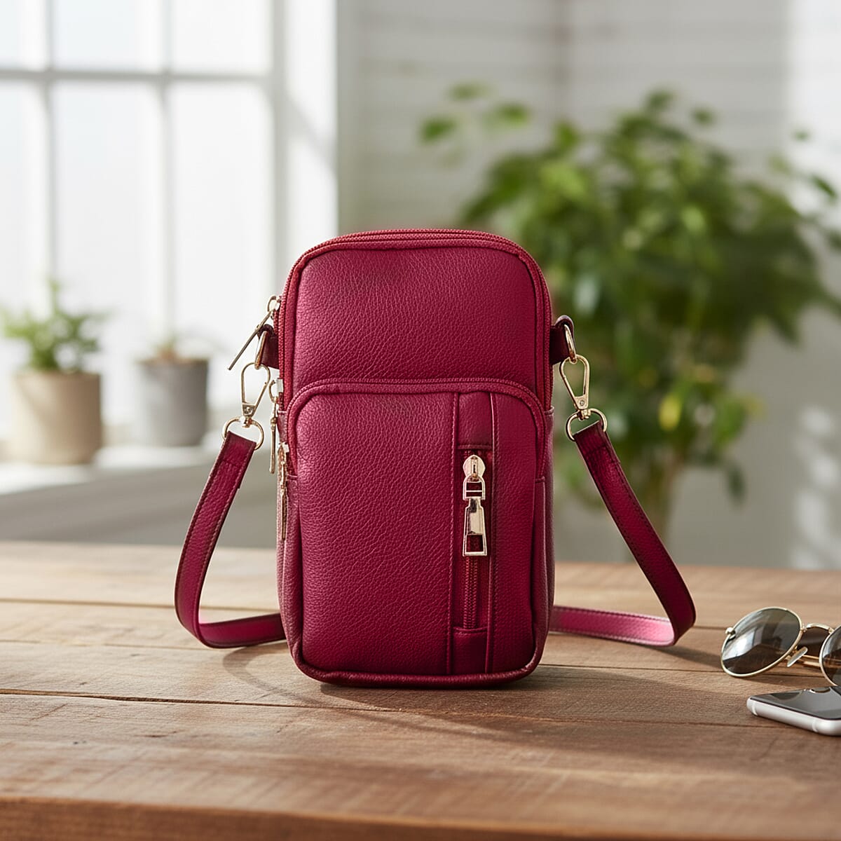 Passage Red Faux Leather Mini Sling Bag image number 1