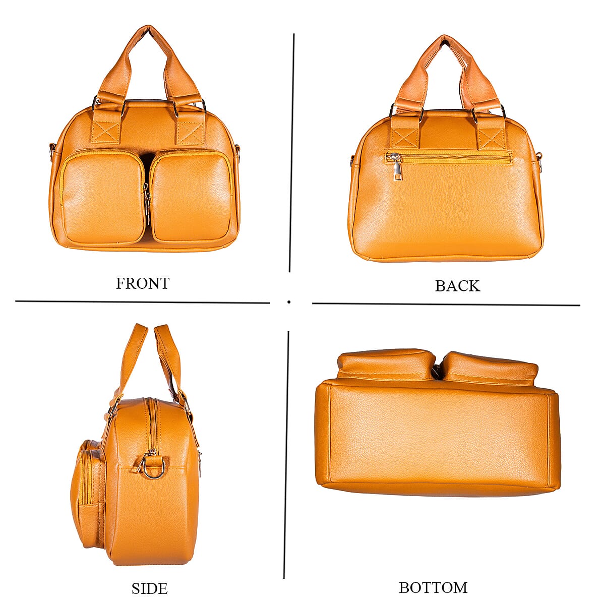 Passage Brown Faux Leather Satchel Bag with Front Pocket image number 3