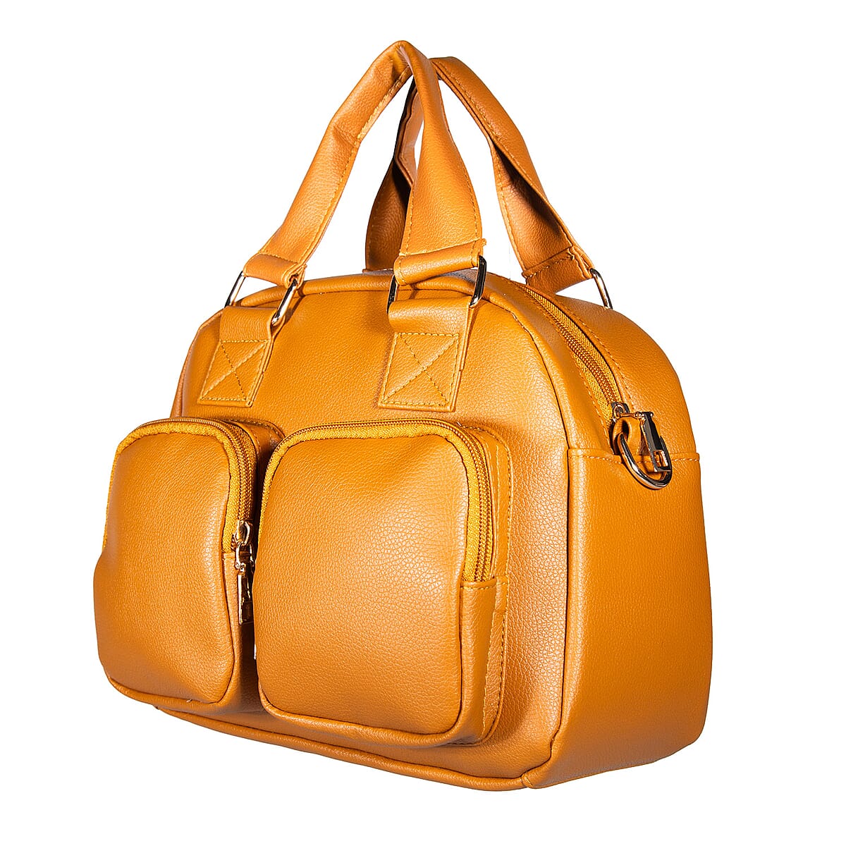 Passage Brown Faux Leather Satchel Bag with Front Pocket image number 5