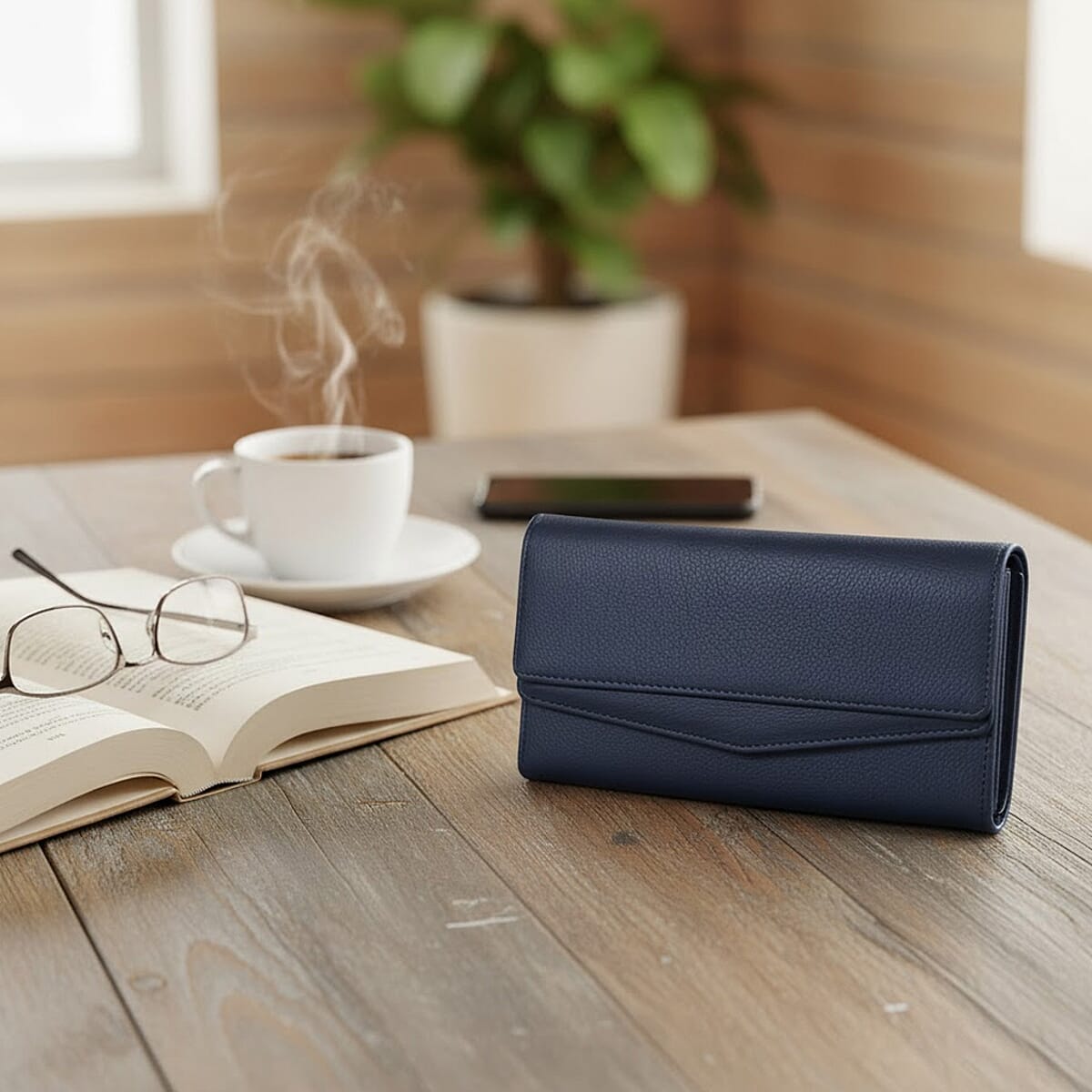 Passage Black Faux Leather 2 Flap Wallet image number 1