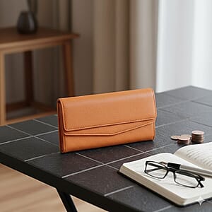 Passage Brown Faux Leather 2 Flap Wallet