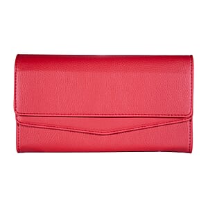 Passage Red Faux Leather 2 Flap Wallet