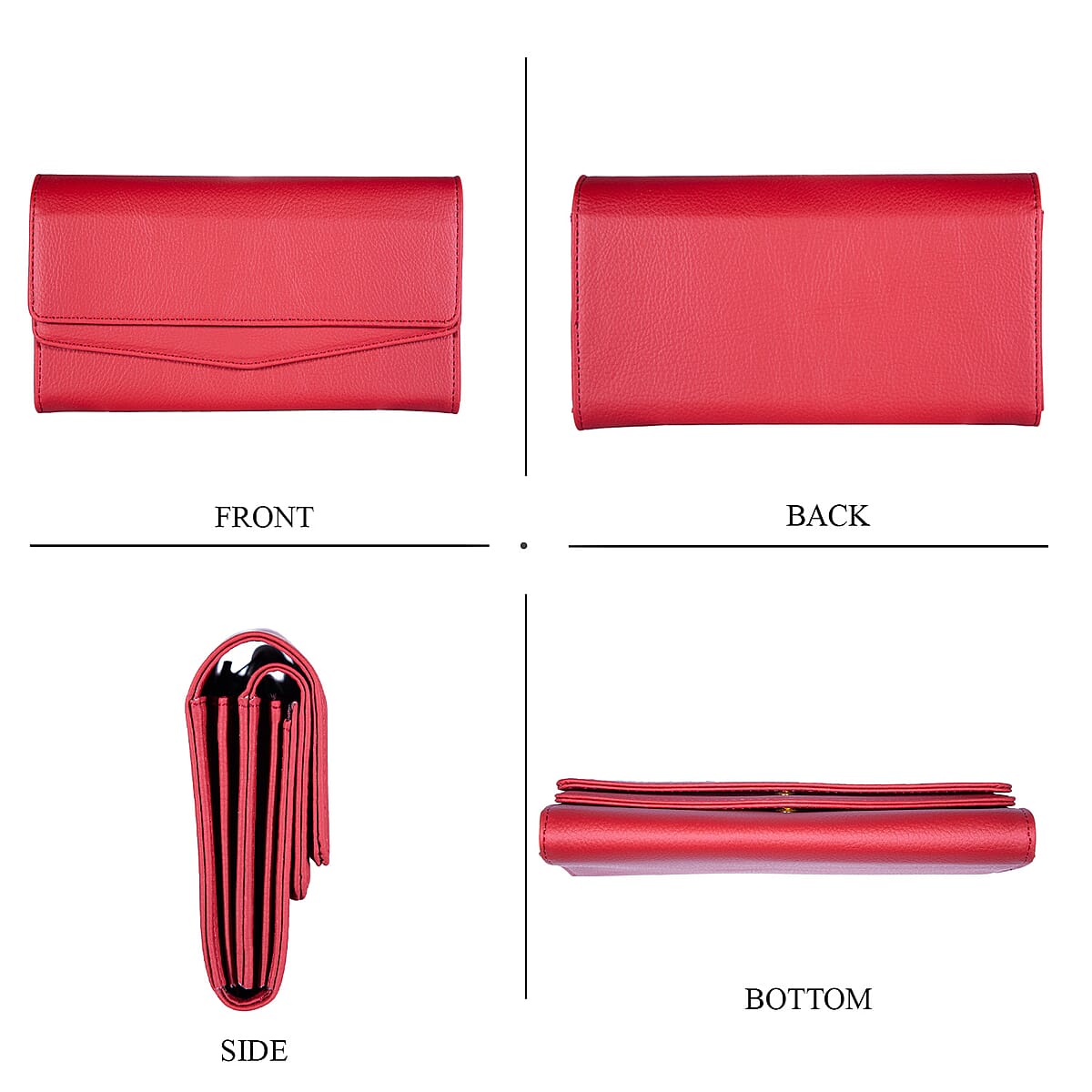 Passage Red Faux Leather 2 Flap Wallet image number 3