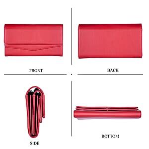Passage Red Faux Leather 2 Flap Wallet
