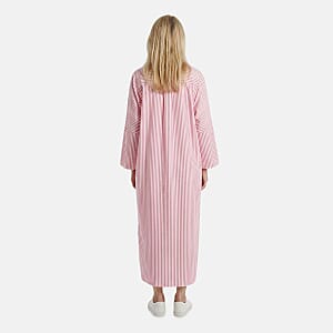 TAMSY Pink Stripe Button up Oversized Maxi Shirt Dress - One Size Fits Most