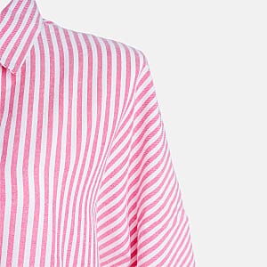 TAMSY Pink Stripe Button up Oversized Maxi Shirt Dress - One Size Fits Most