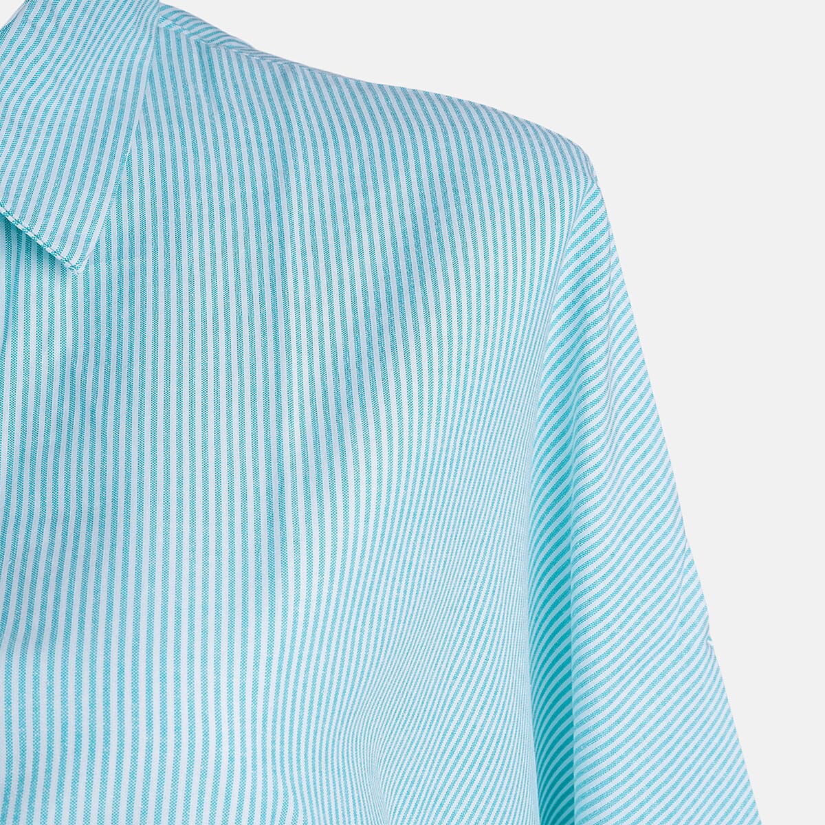 TAMSY Teal Stripe Button up Oversized Maxi Shirt Dress - One Size Fits Most image number 3