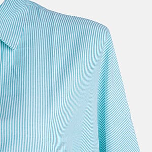 TAMSY Teal Stripe Button up Oversized Maxi Shirt Dress - One Size Fits Most