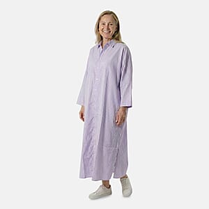 TAMSY Purple Stripe Button up Oversized Maxi Shirt Dress - One Size Fits Most
