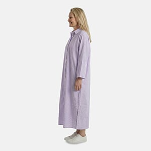 TAMSY Purple Stripe Button up Oversized Maxi Shirt Dress - One Size Fits Most