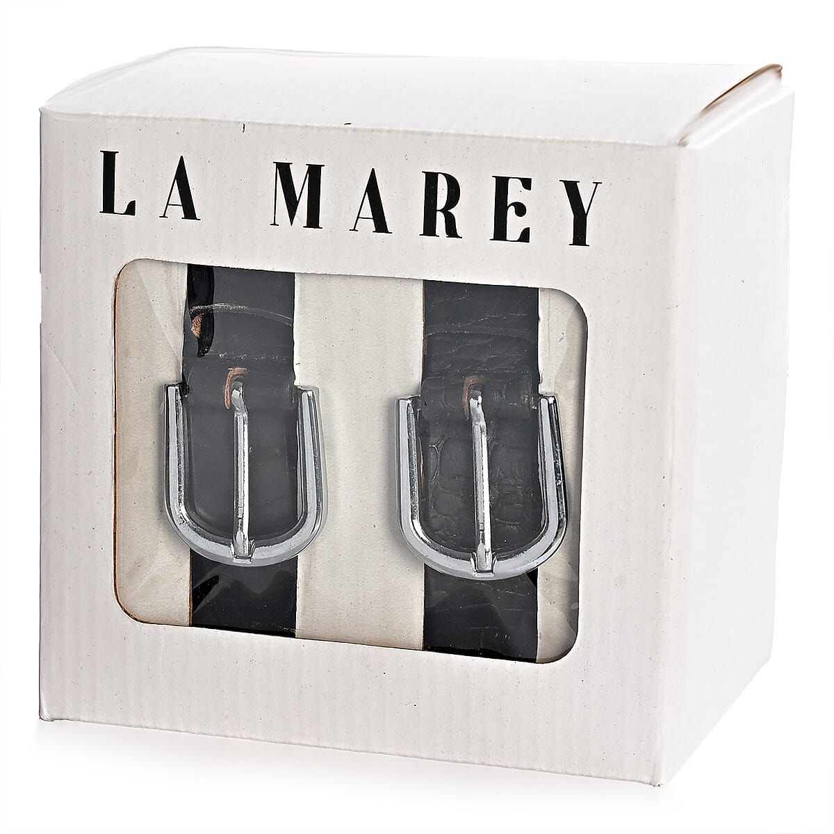 LA Marey Black Croco Genuine Leather Women's Set of 2 Belt (42 inches) image number 5