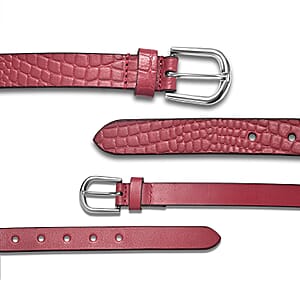 LA Marey Wine Croco Genuine Leather Women's Set of 2 Belt (42 inches)