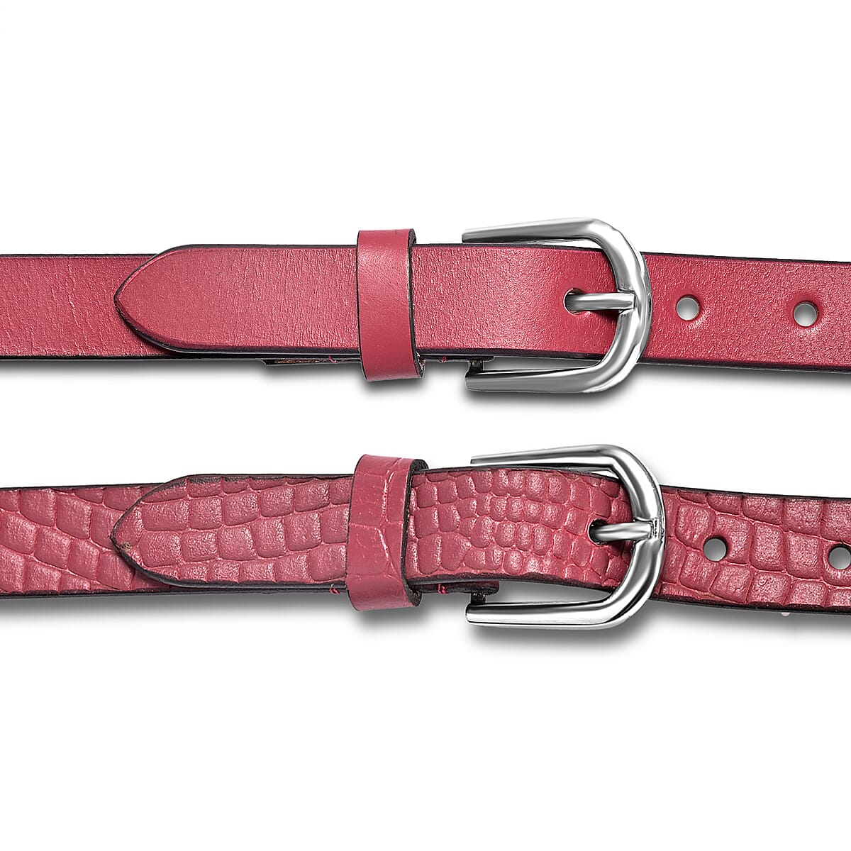 LA Marey Wine Croco Genuine Leather Women's Set of 2 Belt (42 inches) image number 4