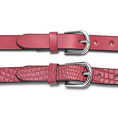 LA Marey Wine Croco Genuine Leather Women's Set of 2 Belt (42 inches)