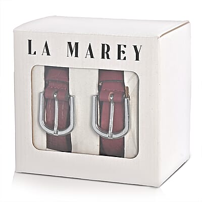 LA Marey Wine Croco Genuine Leather Women's Set of 2 Belt (42 inches)