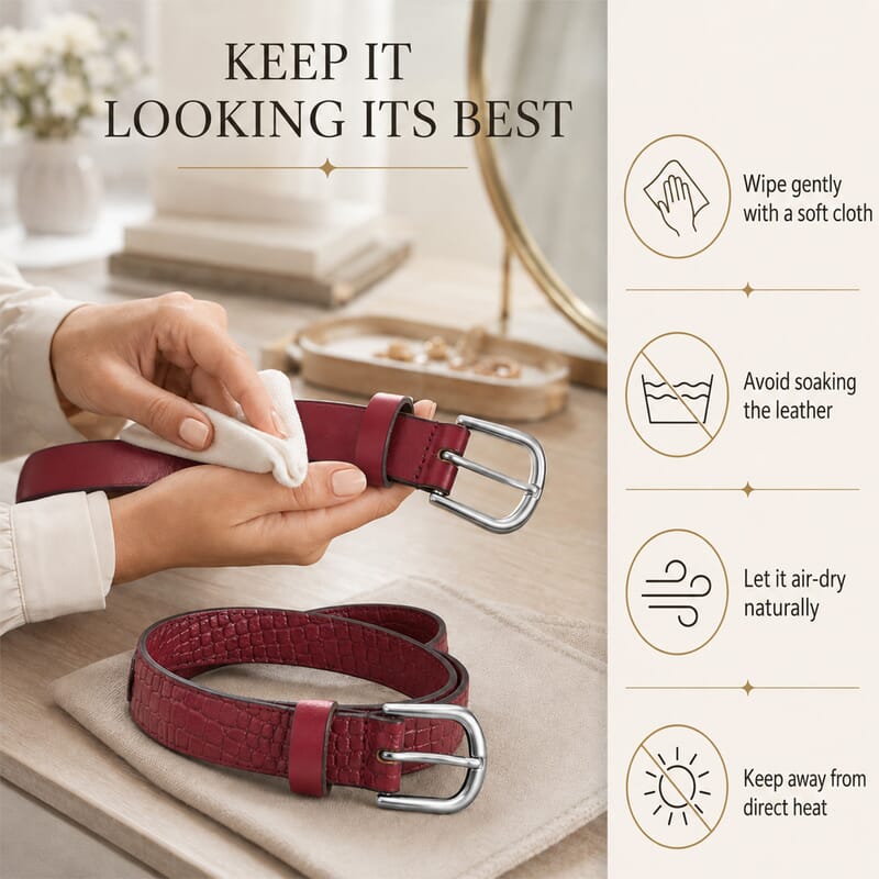 LA Marey Wine Croco Genuine Leather Women's Set of 2 Belt (42 inches)