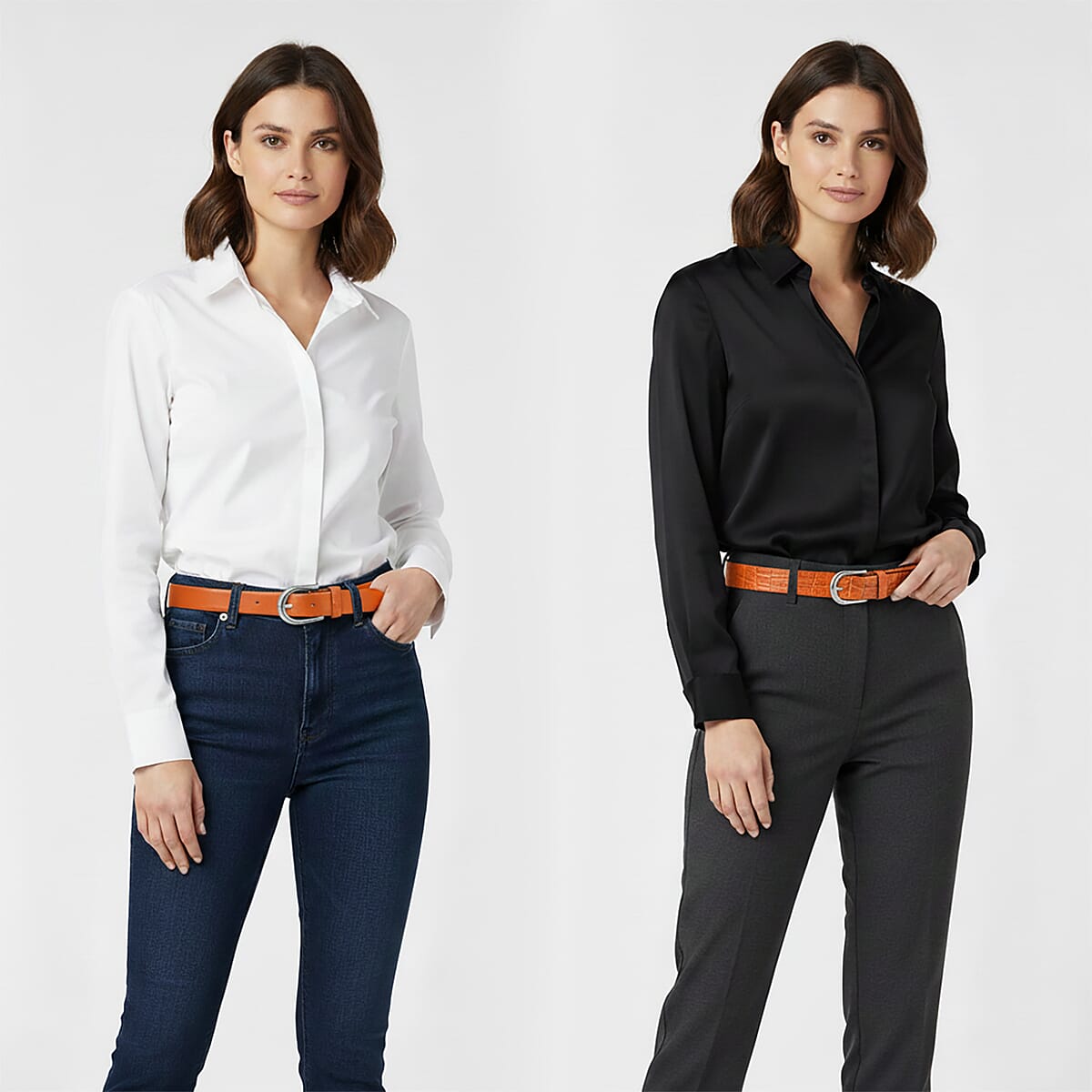 LA Marey Tan Croco Genuine Leather Women's Set of 2 Belt (42 inches) image number 2