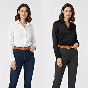 LA Marey Tan Croco Genuine Leather Women's Set of 2 Belt (42 inches)