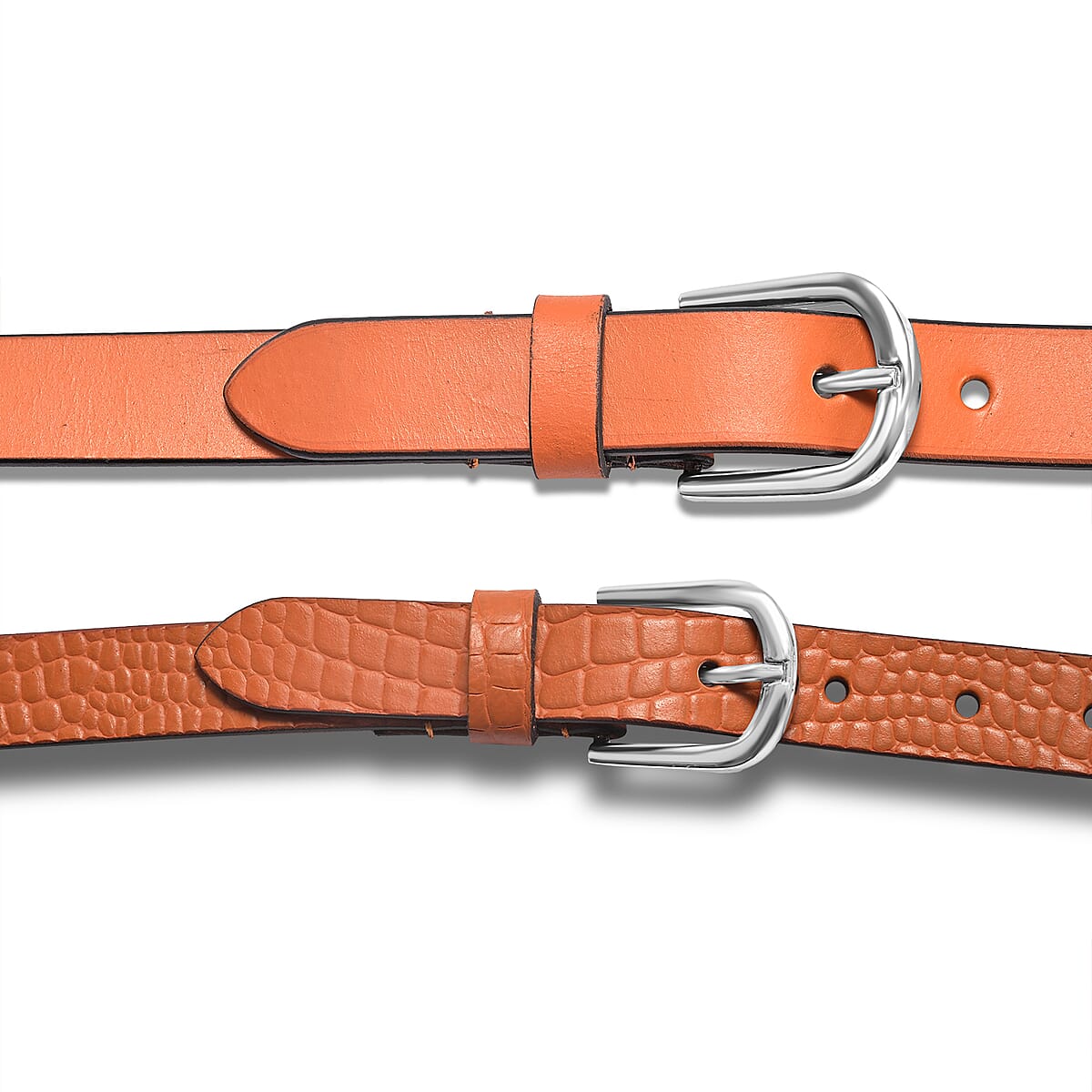 LA Marey Tan Croco Genuine Leather Women's Set of 2 Belt (42 inches) image number 4