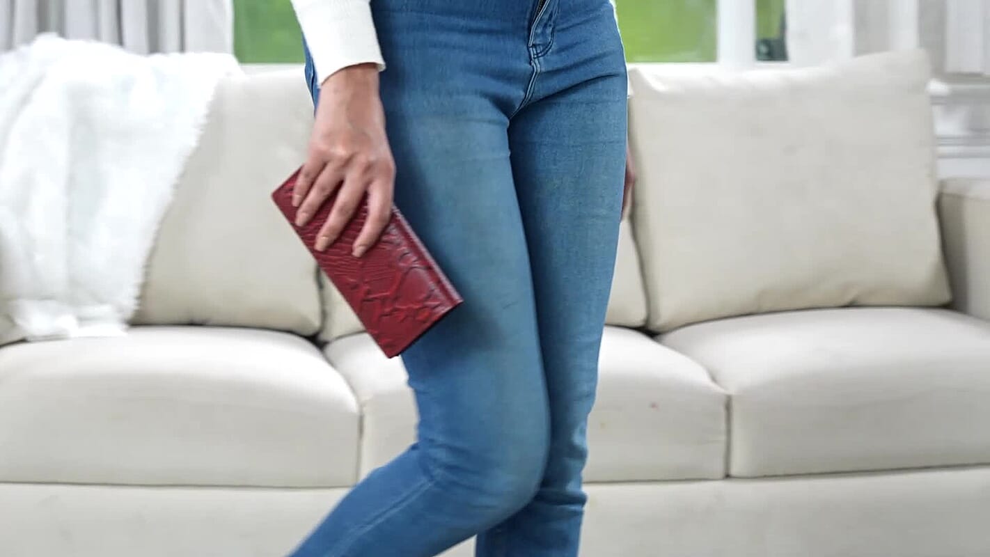 Tamsy Red Python Print Genuine Leather with RFID Wallet (7.25"x3.5")