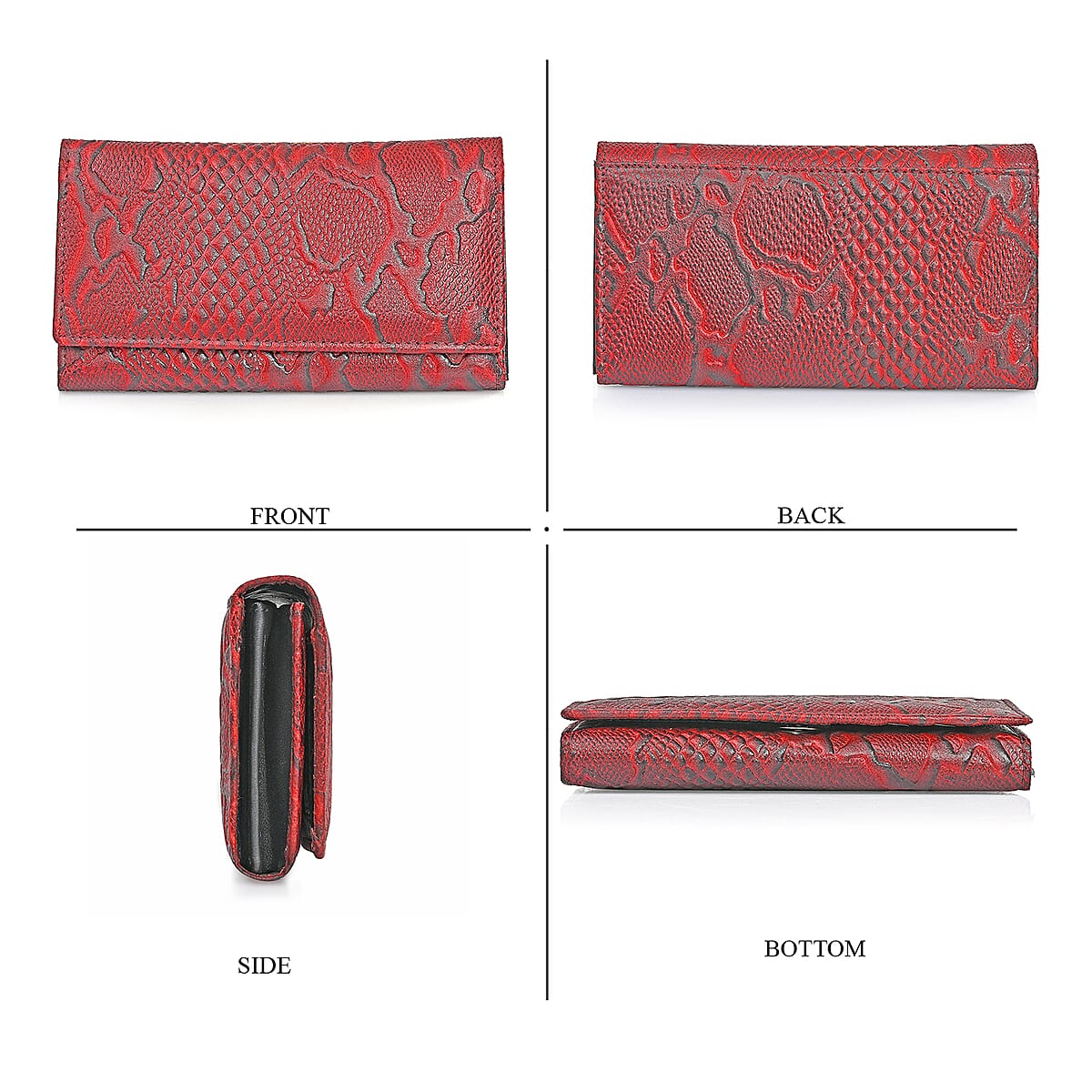 Tamsy Red Python Print Genuine Leather with RFID Wallet image number 6