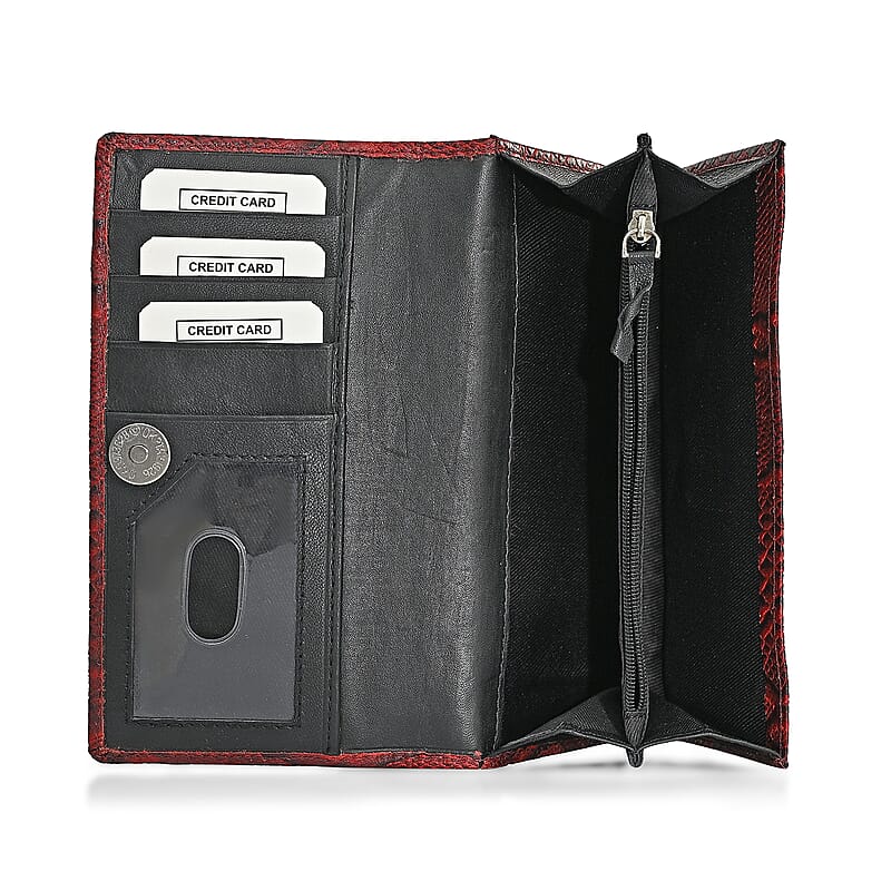 Tamsy Red Python Print Genuine Leather with RFID Wallet