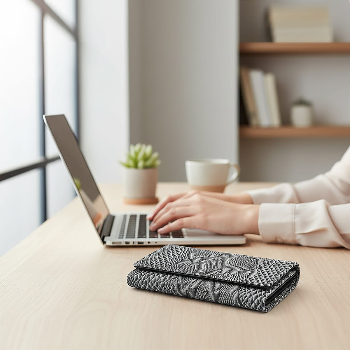 Tamsy Off White Python Print Genuine Leather with RFID Wallet image number 1