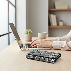 Tamsy Off White Python Print Genuine Leather with RFID Wallet